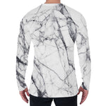 White Gray Scratch Marble Print Men's Long Sleeve T-Shirt