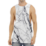 White Gray Scratch Marble Print Men's Muscle Tank Top