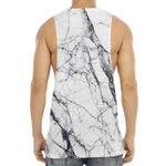 White Gray Scratch Marble Print Men's Muscle Tank Top
