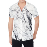 White Gray Scratch Marble Print Men's Shirt