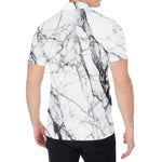 White Gray Scratch Marble Print Men's Shirt
