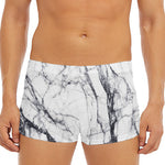 White Gray Scratch Marble Print Men's Short Boxer Briefs