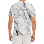 White Gray Scratch Marble Print Men's Short Sleeve Rash Guard