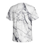 White Gray Scratch Marble Print Men's Sports T-Shirt