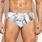 White Gray Scratch Marble Print Men's Swim Briefs