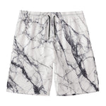 White Gray Scratch Marble Print Men's Swim Trunks