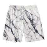 White Gray Scratch Marble Print Men's Swim Trunks
