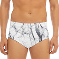 White Gray Scratch Marble Print Men's Triangle Swim Briefs
