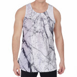 White Gray Scratch Marble Print Men's Velvet Tank Top