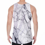 White Gray Scratch Marble Print Men's Velvet Tank Top