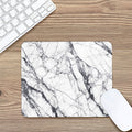 White Gray Scratch Marble Print Mouse Pad