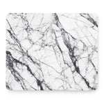 White Gray Scratch Marble Print Mouse Pad