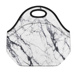 White Gray Scratch Marble Print Neoprene Lunch Bag