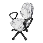 White Gray Scratch Marble Print Office Chair Cover