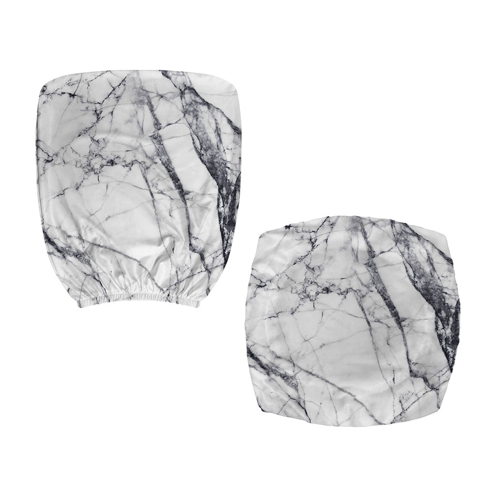 White Gray Scratch Marble Print Office Chair Cover