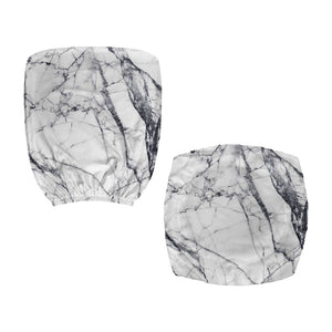 White Gray Scratch Marble Print Office Chair Cover