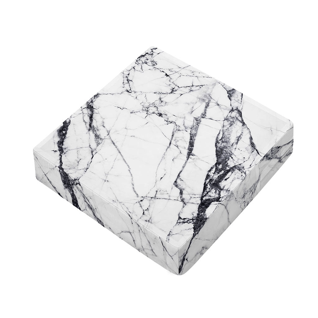 White Gray Scratch Marble Print Outdoor Seat Cushion Cover