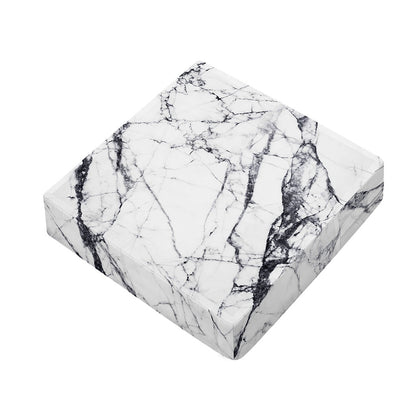 White Gray Scratch Marble Print Outdoor Seat Cushion Cover