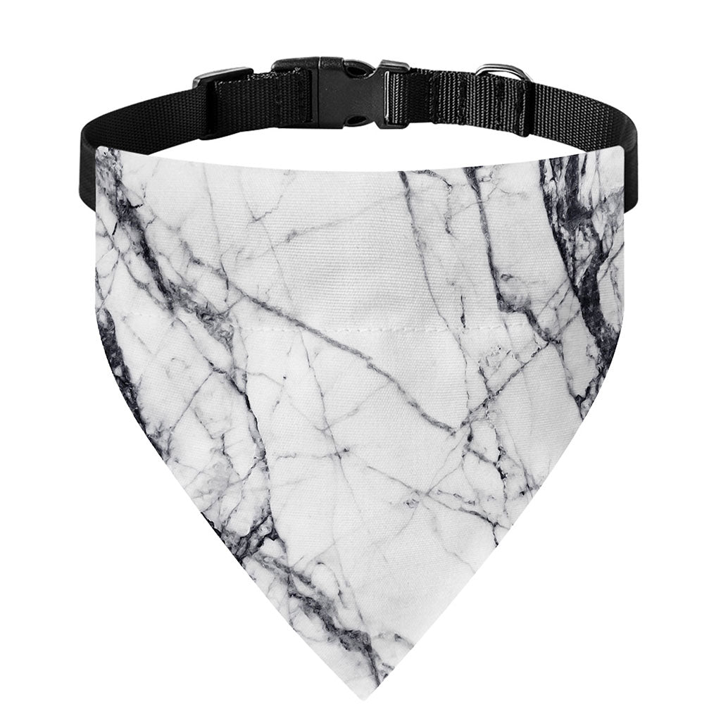 White Gray Scratch Marble Print Over The Collar Dog Bandana