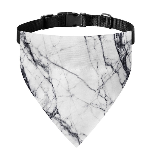 White Gray Scratch Marble Print Over The Collar Dog Bandana