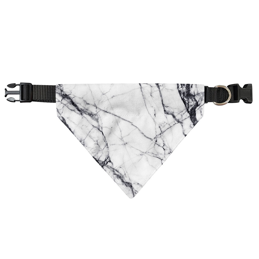 White Gray Scratch Marble Print Over The Collar Dog Bandana