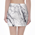 White Gray Scratch Marble Print Pencil Mini Skirt