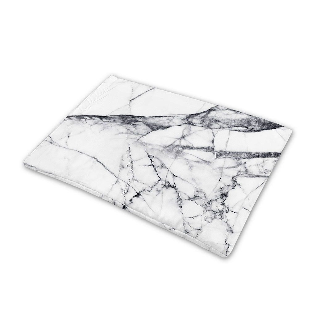 White Gray Scratch Marble Print Pet Cooling Mat Cover