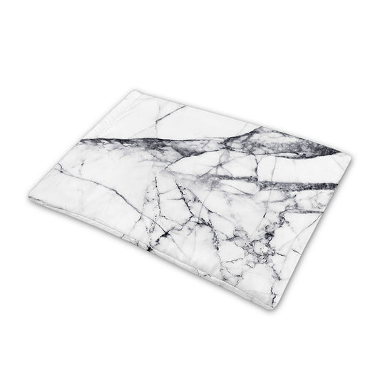 White Gray Scratch Marble Print Pet Cooling Mat Cover