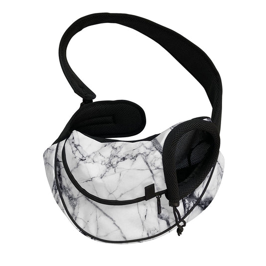 White Gray Scratch Marble Print Pet Sling Carrier