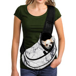 White Gray Scratch Marble Print Pet Sling Carrier
