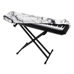 White Gray Scratch Marble Print Piano Keyboard Cover