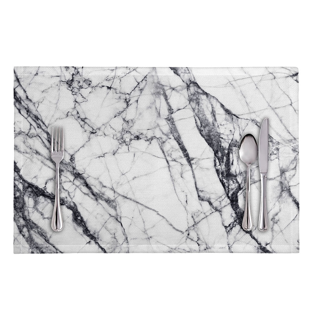 White Gray Scratch Marble Print Placemat