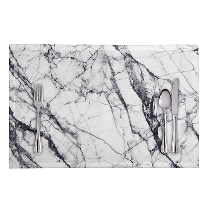 White Gray Scratch Marble Print Placemat