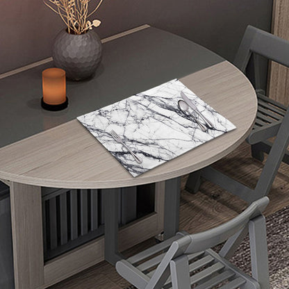 White Gray Scratch Marble Print Placemat