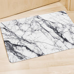 White Gray Scratch Marble Print Polyester Doormat