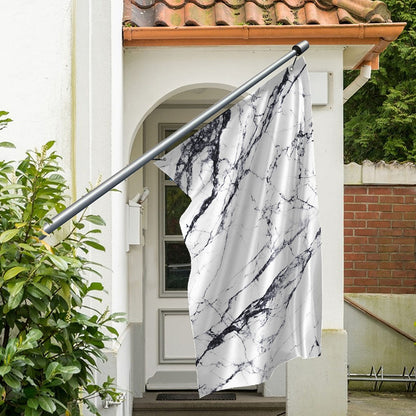 White Gray Scratch Marble Print Polyester Flag