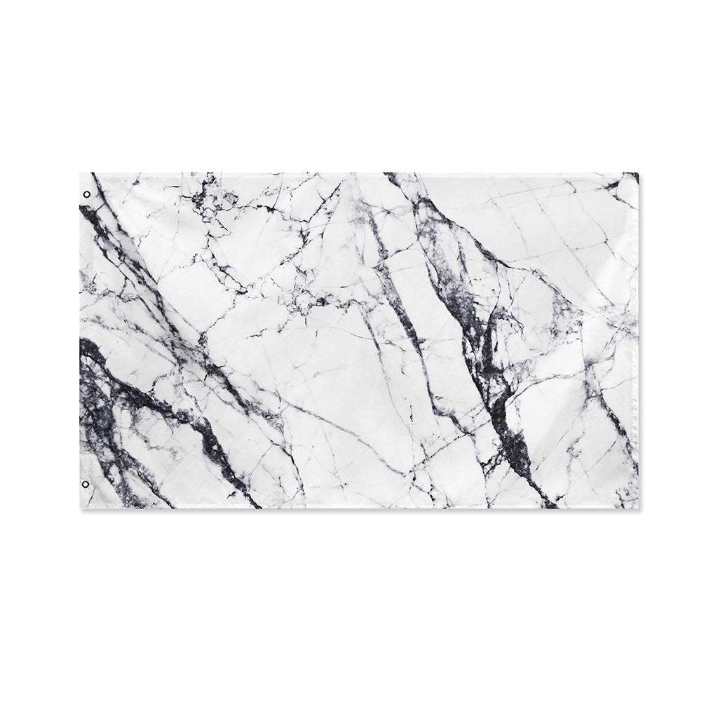 White Gray Scratch Marble Print Polyester Flag