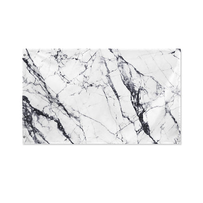 White Gray Scratch Marble Print Polyester Flag