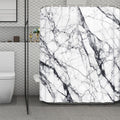 White Gray Scratch Marble Print Polyester Shower Curtain