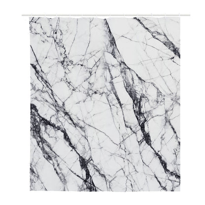 White Gray Scratch Marble Print Polyester Shower Curtain