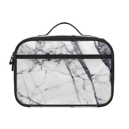 White Gray Scratch Marble Print Portable Lunch Bag