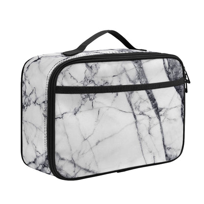 White Gray Scratch Marble Print Portable Lunch Bag