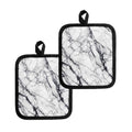 White Gray Scratch Marble Print Pot Holders