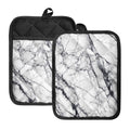 White Gray Scratch Marble Print Pot Holders With Pocket
