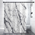 White Gray Scratch Marble Print Premium Shower Curtain