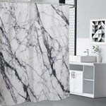 White Gray Scratch Marble Print Premium Shower Curtain