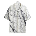 White Gray Scratch Marble Print Rayon Hawaiian Shirt