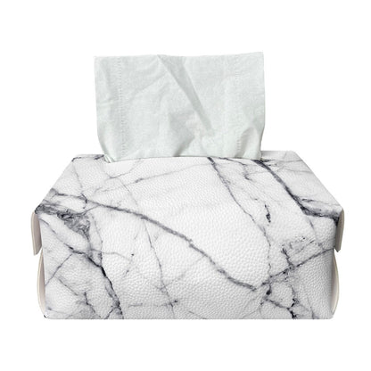 White Gray Scratch Marble Print Rectangle Tissue Box Cover