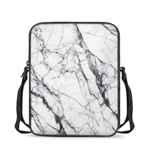 White Gray Scratch Marble Print Rectangular Crossbody Bag