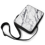 White Gray Scratch Marble Print Rectangular Crossbody Bag